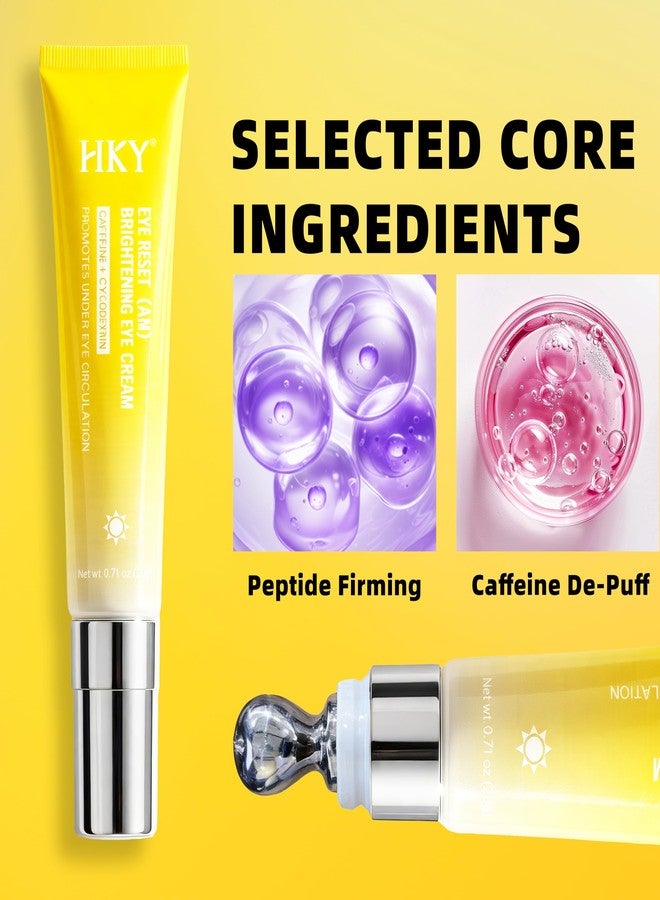 HKY Eye Cream, Under Eye Bags And Wrinkles Repair Cream Brightener, Anti Aging, Dark Circles Puffiness Under Eye Treatment With Caffeine Serum & Cyclodextrin, Morning Instant Firming - Image 5